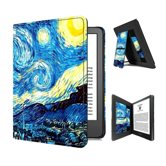 Pu Leather Case For Paperwhite 5 Foldable Stand Cover W/Hand Strap Starry Sky