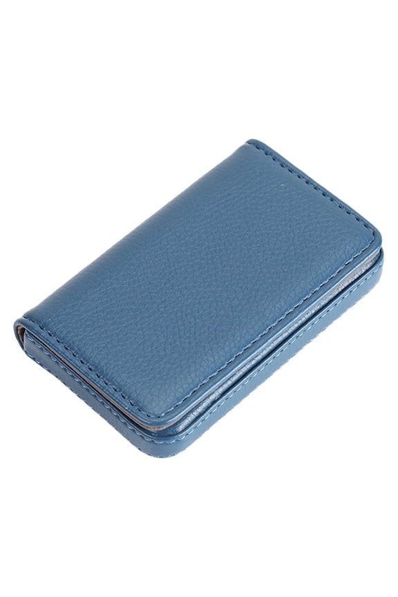 Pu Leather Credit Card Holder – Slim Metal Business Card Case , Portable Pocket Wallet for Id, Cards, And Photos, Ideal for Men And Women(Blue) Eactix