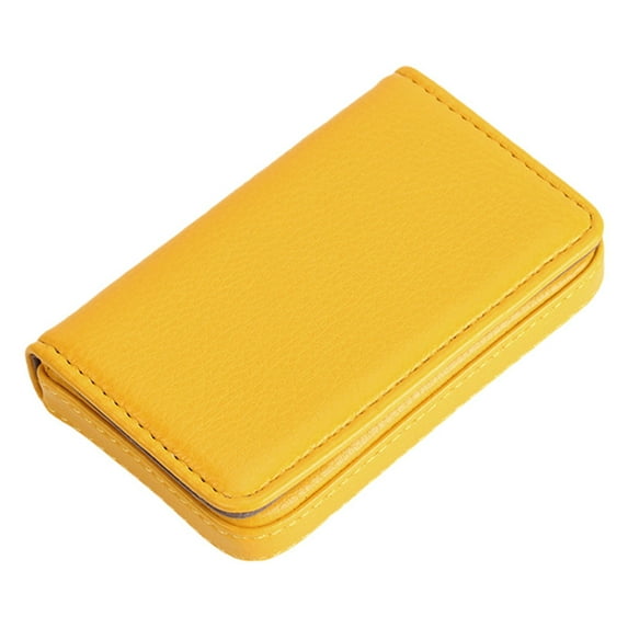 Pu Leather Credit Card Holder – Slim Metal Business Card Case , Portable Pocket Wallet for Id, Cards, And Photos, Ideal for Men And Women(Yellow) Eactix