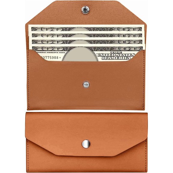 Pu Leather Envelope Wallet - Stuffing Wallet for Men and Women -Brown