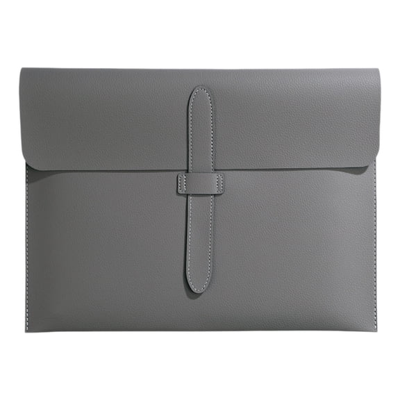 Pu Leather File Folder Document Holder, Water-Proof Portfolio Envelope Folder Case, Business Folder Bag – With Handmade Closure, Comfortable Pu Leather Document Bag for Office(Gray)