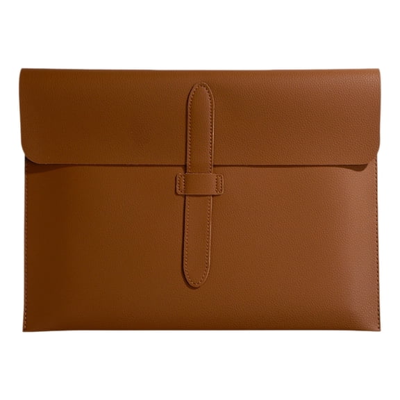 Pu Leather File Folder Document Holder,Water-Proof Portfolio Envelope Folder Case,Business Folder Bag with Handmade Closure,Portfolio Folder,Comfortable Pu Leather Document Bag for Office,Brown