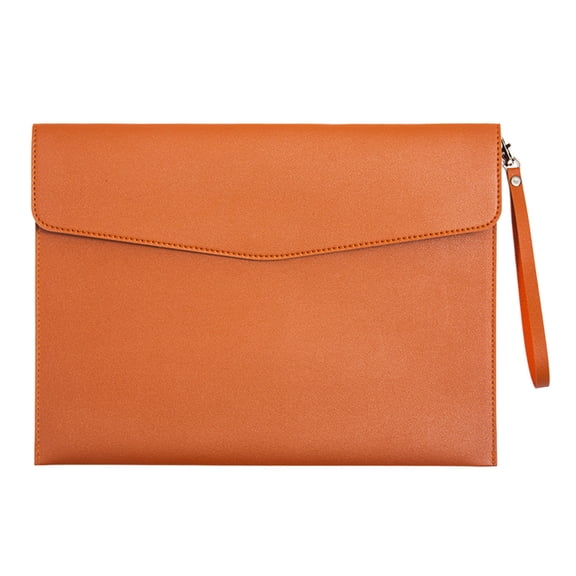 Pu Leather File Folder, Waterproof Durable Document Holder with Snap Closure and Hanging Ring, Suitable for Offices, Homes, Stations, A5 Size Orange