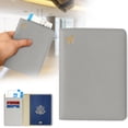 thumbnail image 1 of Pu Leather Passport Holder for Travel, Passport Wallet Travel Organizer with Photo Pocket for Women Men, Slim Document Wallet for Airport Cruise Gray, 1 of 4
