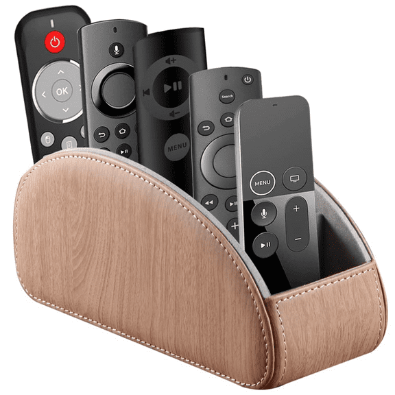 Pu Leather TV Remote Control Holder with Multiple Compartments, Remote Caddy Tray, Storage Organizer for Bedside Table & Desk. Suitable for controllers, pens, cosmetics, glasses and various daily off