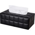 thumbnail image 1 of PU Leather Facial Tissue Box Tissue Box Tissue Box for Office/Car/Home (Grid Black), 1 of 5