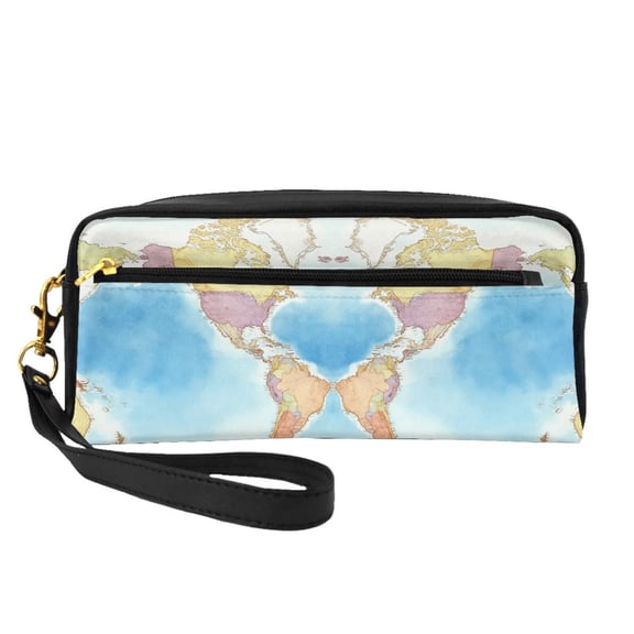 Pu Leather Travel Small Makeup Bag World Map Organizer Makeup Pouch Portable Cosmetic Bags For Women
