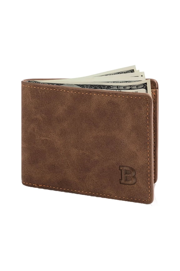 Pu Leather Wallet,Men’s Wallets, Stylish Bifold Wallets for Men Tsv Men's Bifold Wallet Slim Minimalist Front Pocket Wallet Id Window Card Case Rfid Blocking Wallet with 6 Slots Slots Purse(brown)