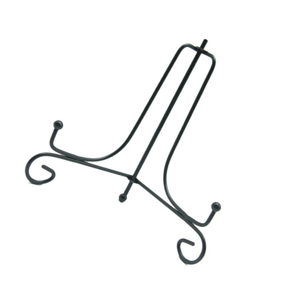 Clispeed 2Pcs Black Wrought Iron Plate Display Stand with Decorative Bending Legs