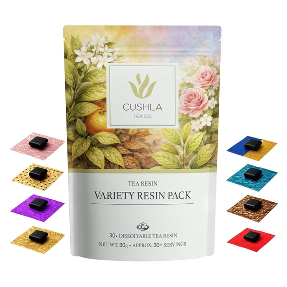 Pu-erh Tea Resin Variety Pack - Ripe Shu & Raw Sheng Puer from Yunnan | Instant Pu'er Tea | 30 Individually Wrapped Pieces