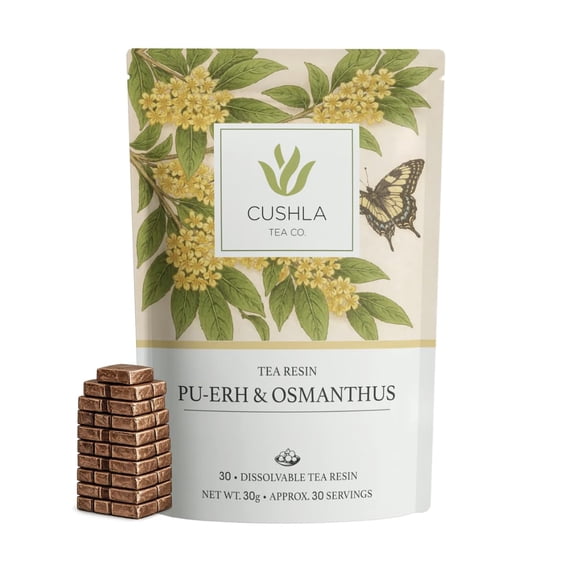 Pu-erh Tea Resin with Osmanthus Ripe Shu Puer from Yunnan | Instant Pu'er Tea | 30 Individually Wrapped Pieces