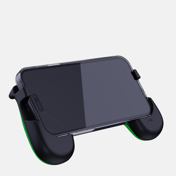 PuK Phone Gaming Grip - Black & Green Ergonomic Mobile Game Handle with Adhesive Pads - Mobile Game Controller Grip to Reduce Hand Fatigue - Android Phone Gaming Accessories