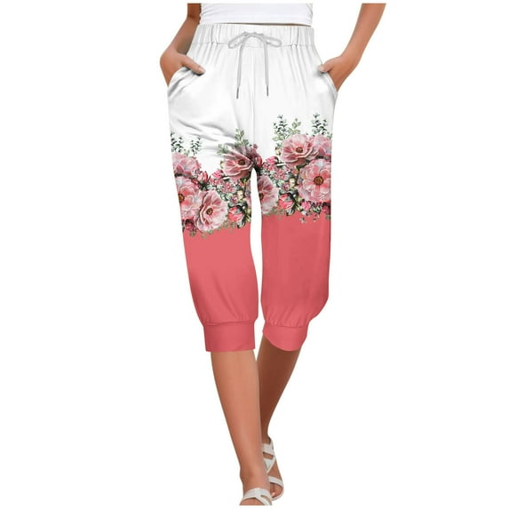 PuLe Capris Trousers for Women Capri Pants for Women 2024 Trendy Capri Leggings Elastic Waist Joggers Casual Comfy Capris Sweatpants