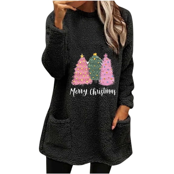 PuLe Christmas Sweaters for Women 2024 Winter Long Sleeve Crewneck Cute Snowman Print Pullover Shirts Warm Tops with Pockets ﻿
