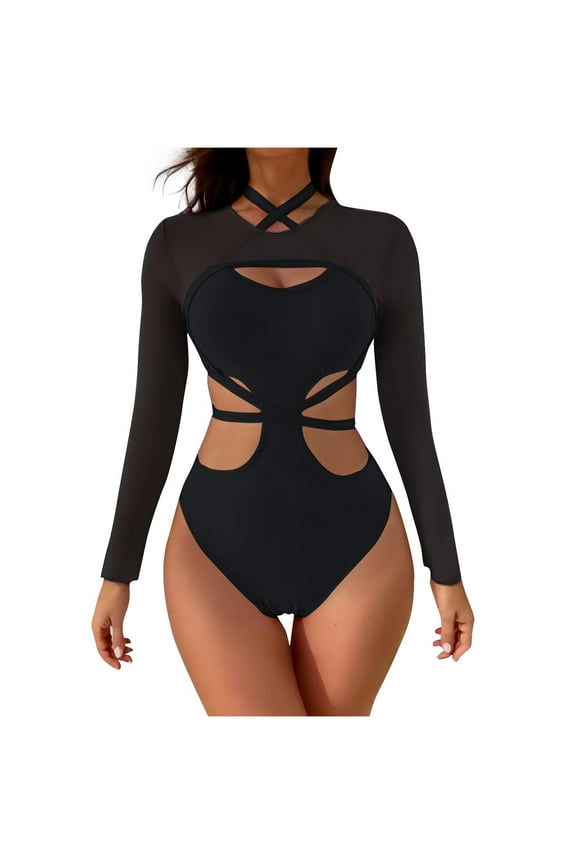 PuLe Cut Out Swimsuits Women's One Piece Swimsuit Plunge Neckline Cutout Criss Cross Bathing Suit Sexy ﻿