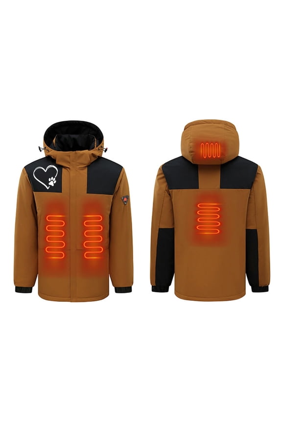 PuLe Heated Jackets for Women Men Waterproof Windproof Electric Heat Jacket Unisex Skiing Windbreak Jacket Detachable Hood