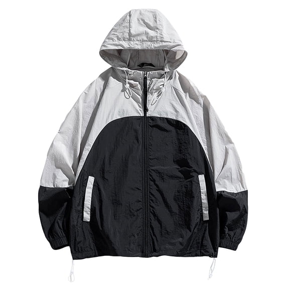 PuLe Hoodies for Men Men's Color Matching Thin Fall Outdoor Windbreaker Slim Fitting Long Sleeved Hooded Sun Protection Suit Outdoor Sprinter Jacket Coat Jackets for Men