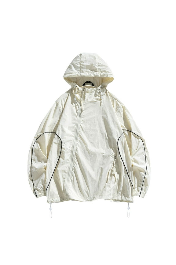 PuLe Hoodies for Men Men's Color Matching Thin Fall Outdoor Windbreaker Slim Fitting Long Sleeved Hooded Sun Protection Suit Outdoor Sprinter Jacket Coat Jackets for Men