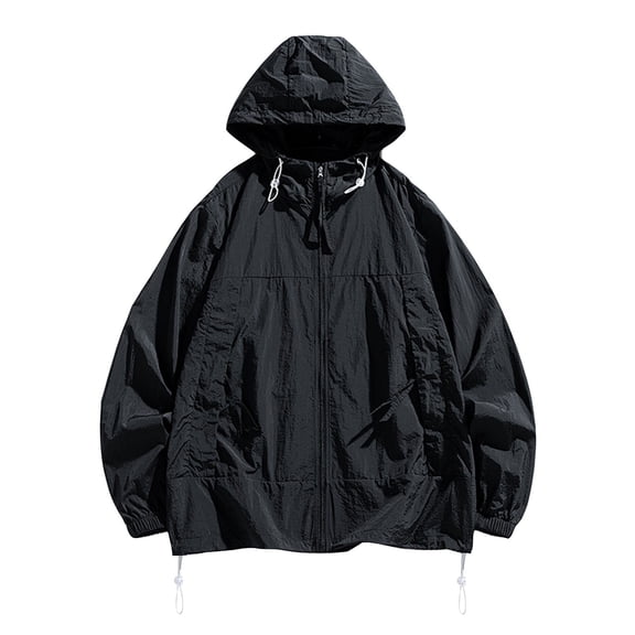 PuLe Hoodies for Men Men's Color Matching Thin Fall Outdoor Windbreaker Slim Fitting Long Sleeved Hooded Sun Protection Suit Outdoor Sprinter Jacket Coat Jackets for Men