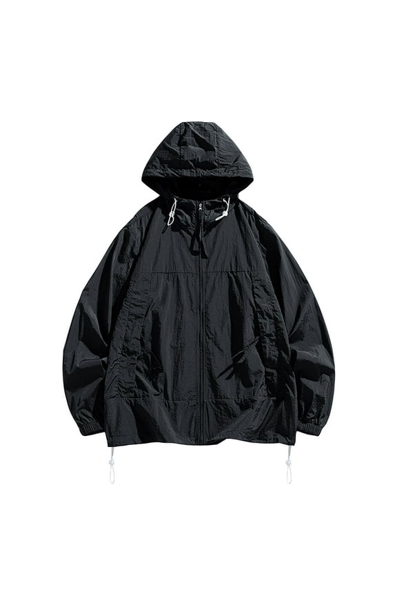 PuLe Hoodies for Men Men's Color Matching Thin Fall Outdoor Windbreaker Slim Fitting Long Sleeved Hooded Sun Protection Suit Outdoor Sprinter Jacket Coat Jackets for Men