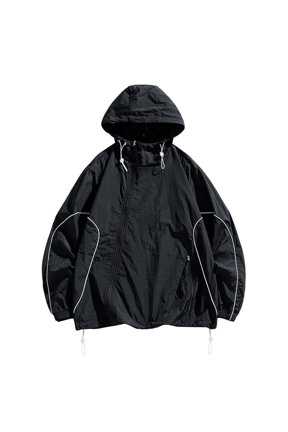 PuLe Hoodies for Men Men's Color Matching Thin Fall Outdoor Windbreaker Slim Fitting Long Sleeved Hooded Sun Protection Suit Outdoor Sprinter Jacket Coat Jackets for Men