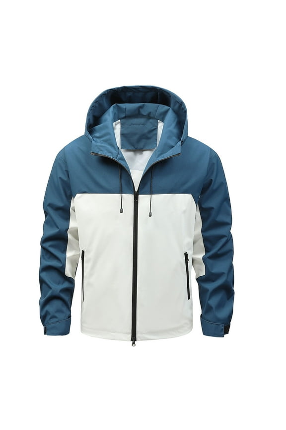 PuLe Hoodies for Men Men's Color Matching Thin Fall Outdoor Windbreaker Slim Fitting Long Sleeved Hooded Sun Protection Suit Outdoor Sprinter Jacket Coat Jackets for Men