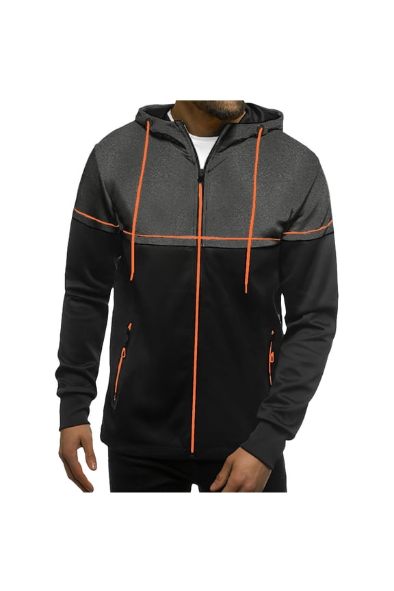 PuLe Hoodies for Men Men's Color Matching Thin Fall Outdoor Windbreaker Slim Fitting Long Sleeved Hooded Sun Protection Suit Outdoor Sprinter Jacket Coat Jackets for Men