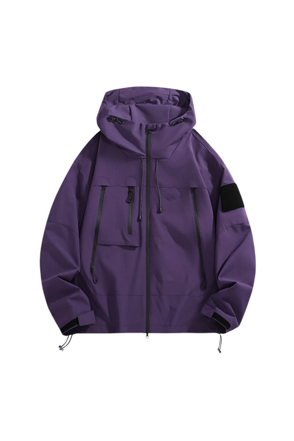 PuLe Hoodies for Men Men's Color Matching Thin Fall Outdoor Windbreaker Slim Fitting Long Sleeved Hooded Sun Protection Suit Outdoor Sprinter Jacket Coat Jackets for Men