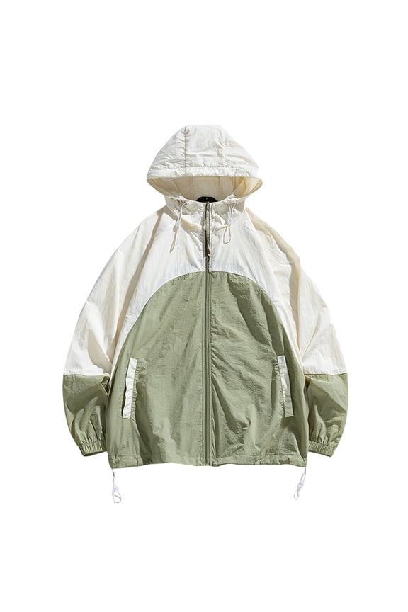 PuLe Hoodies for Men Men's Color Matching Thin Fall Outdoor Windbreaker Slim Fitting Long Sleeved Hooded Sun Protection Suit Outdoor Sprinter Jacket Coat Jackets for Men