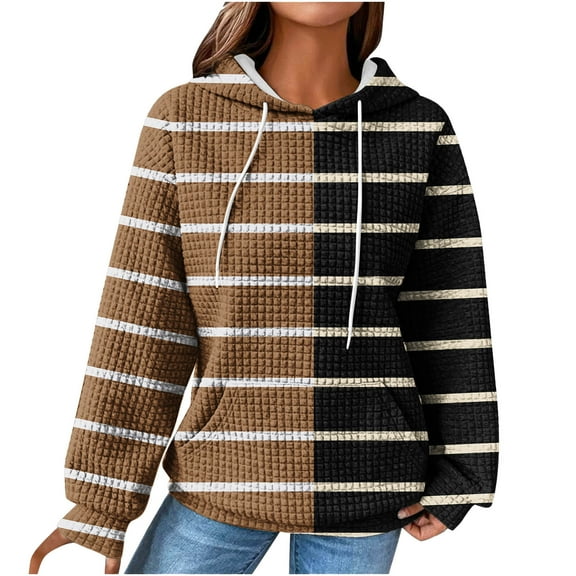 PuLe Hoodies Oversized Hoodies for Women, Fall Fashion 2024 Waffle Hooded Sweatshirts Drawstring Long Sleeve Pullover Hoodies