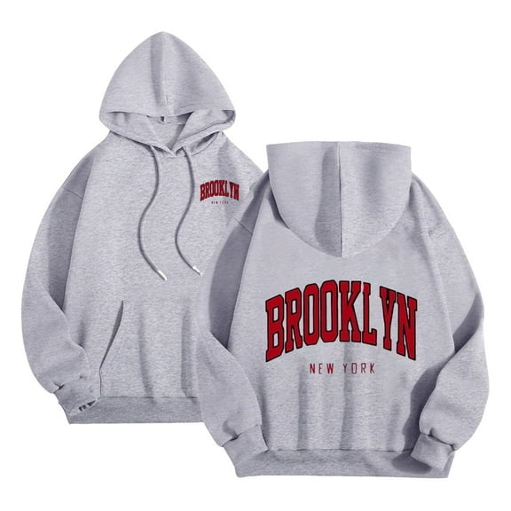 PuLe Hoodies Women's Long Sleeve Hooded Drawstring Sweatshirts Trendy Casual Loose Fit Hoodies Letter Printed 2024 Fall Pullover