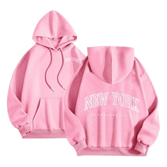PuLe Hoodies Women's Long Sleeve Hooded Drawstring Sweatshirts Trendy Casual Loose Fit Hoodies Letter Printed 2024 Fall Pullover