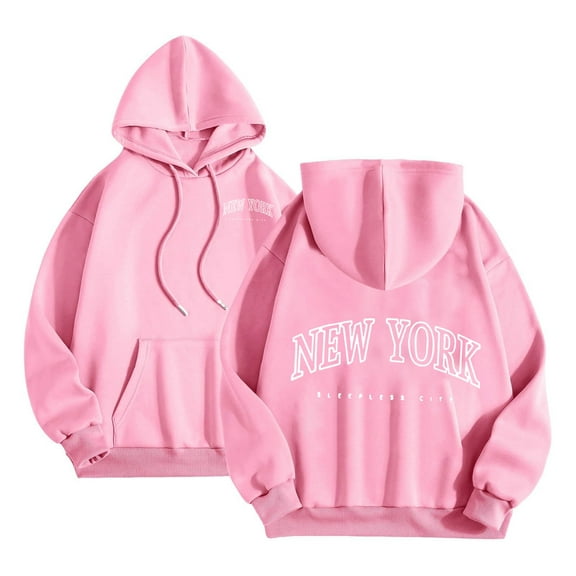 PuLe Hoodies Women's Long Sleeve Hooded Drawstring Sweatshirts Trendy Casual Loose Fit Hoodies Letter Printed 2024 Fall Pullover