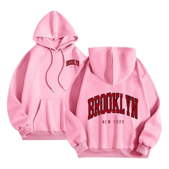 PuLe Hoodies Women's Long Sleeve Hooded Drawstring Sweatshirts Trendy Casual Loose Fit Hoodies Letter Printed 2024 Fall Pullover