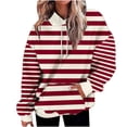 thumbnail image 1 of PuLe Hoodies Womens Casual Oversized Hoodies Striped Printed Plus Size Sweatshirts Long Sleeve Pullover Fall Clothes with Pocket, 1 of 7