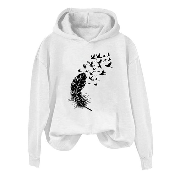 PuLe Hoodies Womens Cute Hoodies 2024 Casual Long Sleeve Cropped Sweatshirts Graphic Printed Comfy Hoodie Fall Winter Outfits 