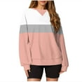 thumbnail image 1 of PuLe Hoodies Womens Fall Fashion Color Contrast Striped Oversized Pullover Sweatshirt, Crewneck, Long Sleeve, S-3XL, 1 of 6