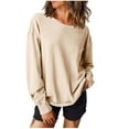 thumbnail image 1 of PuLe Hoodies Womens Long Sleeve Shirts Fall Tops Casual Crewneck Loose with Pocket Trendy Clothes, 1 of 8