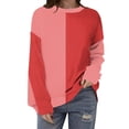 thumbnail image 1 of PuLe Hoodies Womens Striped Oversized Sweater 2024 Crew Neck Long Sleeve Knitted Color Block Casual Loose Pullover Top, 1 of 3