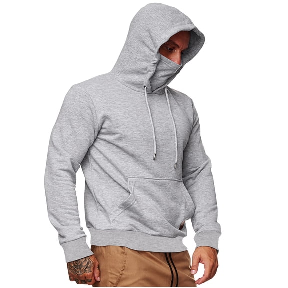PuLe Hoodies for Men Man Long Sleeve Solid Color Pockets Drawstring Fashion Fallow Hooded Top Blouse