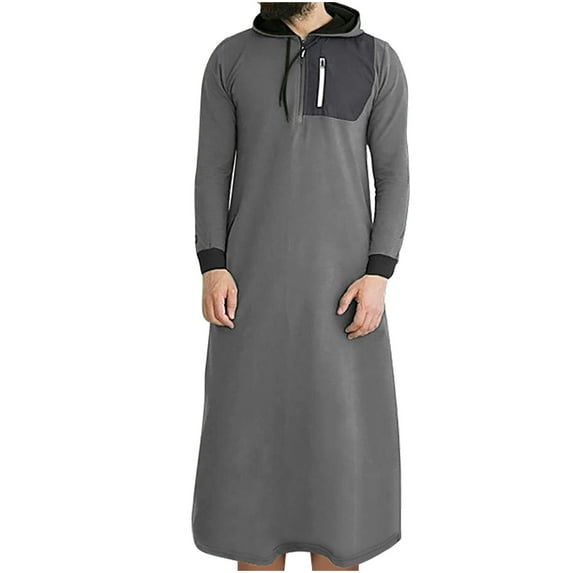 PuLe Hoodies for Men Men's Casual Hooded Drawstring Solid Long Sleeve Hoodies Long Dresses With Pocket