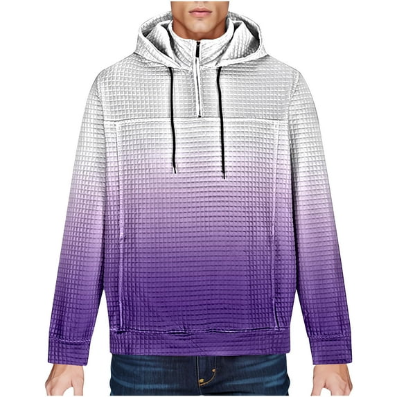 PuLe Hoodies for Men Men's Printed Long Sleeved Round Neck Hooded Sweatshirt