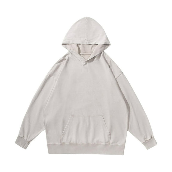 PuLe Hoodies for Men Men's Solid Color Casual Brief Pocket Long Sleeved Hooded