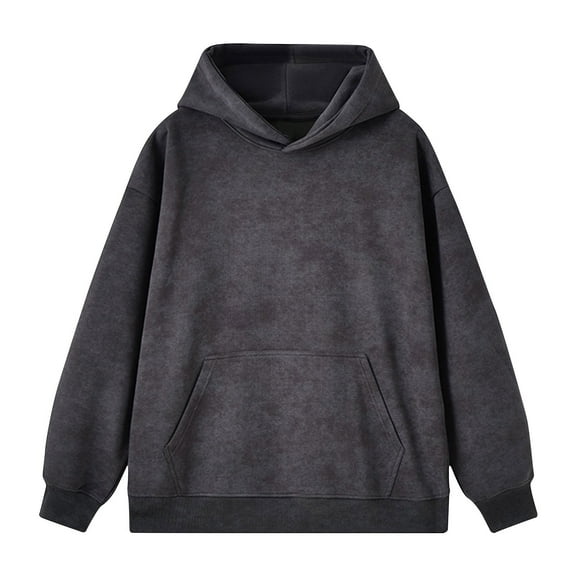 PuLe Hoodies for Men Men's Vintage Plangi Printed Drawstring Pocket Long Sleeved Hooded Top