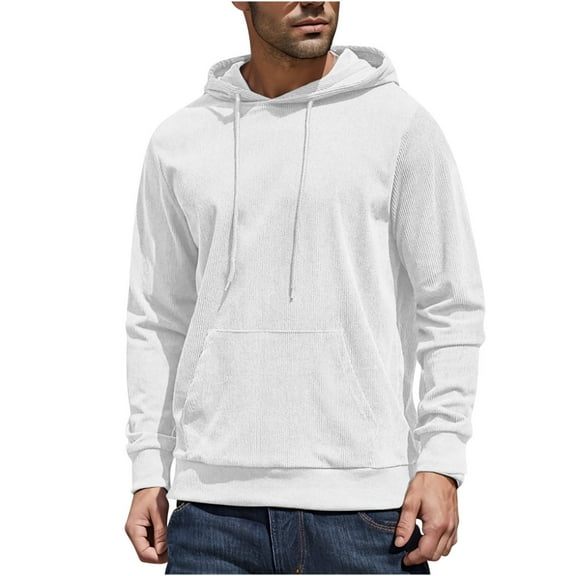 PuLe Hoodies for Men Mens Hooded Sweatshirt Long Sleeve Casual Corduroy Drawstring Pullover Hoodies With Pocket