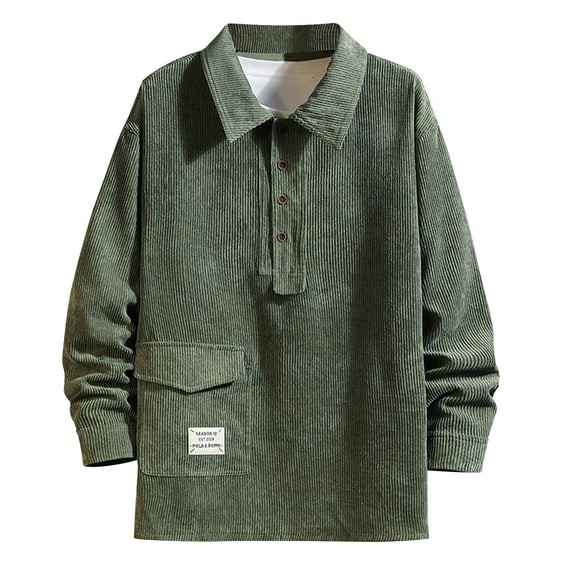 PuLe Jackets for Men Men's Fashion Casual Lapel Corduroy Solid Color Long Sleeve Hoodless Casual Coat/jacket