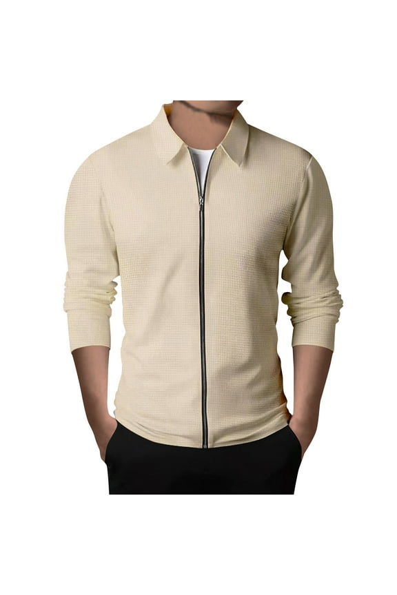 PuLe Jackets for Men Men's Solid Color Design With Zippered Pockets Long Sleeved Hooded Casual Jacket