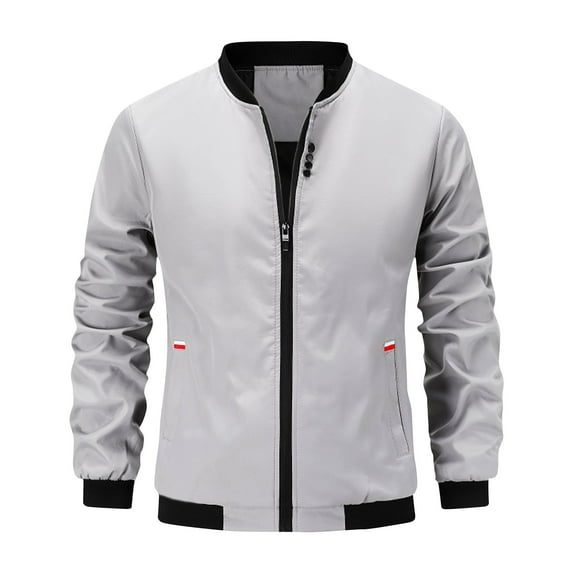 PuLe Jackets for Men Men's Solid Color Design Zipper Pocket Sports Long Sleeved Hooded Casual Jacket