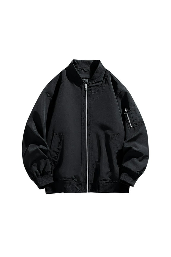 PuLe Jackets for Men Men's Solid Color Zipper Pocket Thin Jacket Coat