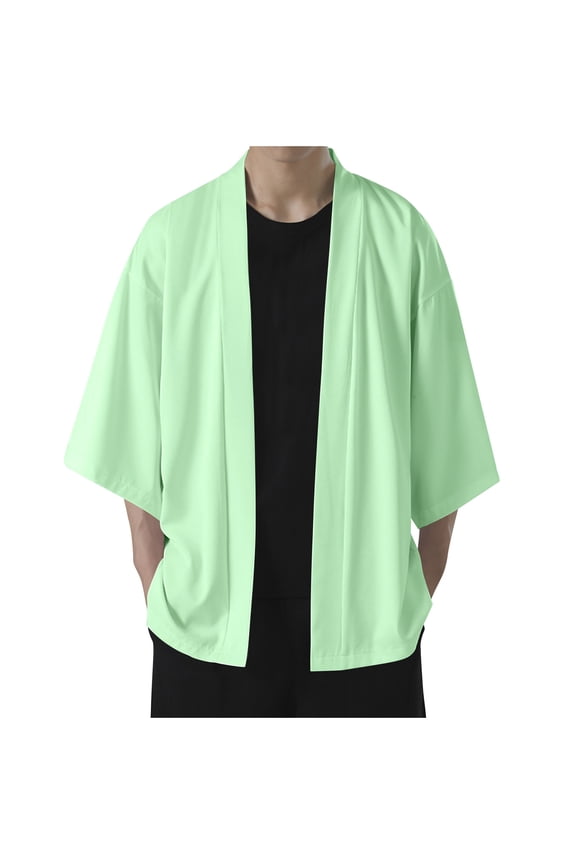 PuLe Jackets for Men Men's Summer Thin Ice Silk Sunscreen Clothing Large Casual Solid Color Cloak Coat